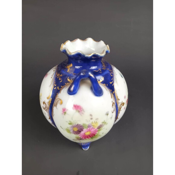 Antique Japanese Vase "Dowsie Coture" NPSK Cobalt Blue And Gold Painted Flowers - Picture 2 of 10